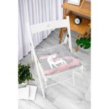 RealHomes Pembe Beyaz Çizgili Happy Birthday Tasarımlı Pofidik Sandalye Minderi