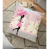RealHomes Pembe Fashion Girl Tasarımlı Dijital Baskılı Dekoratif 70x70 cm Yer Minderi
