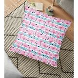 RealHomes Pembe Mavi Flamingo Tasarımlı Dijital Baskılılı Dekoratif 70x70 cm Yer Minderi
