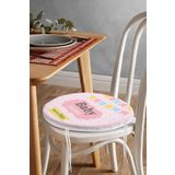 RealHomes Pembe Zemin Baby Shower Temalı Özel Tasarımlı Çocuk Odası Yuvarlak Fermuarlı Sandalye Minderi