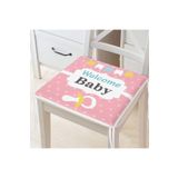 RealHomes Pembe Zemin Baby Shower Temalı Özel Tasarımlı Dijital Baskılı Çocuk Odası Fermuarlı Sandalye Minderi, Rh-Frm4458