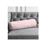 RealHomes Pembe Zemin Mermer Motifli Dijital Baskılı Iç Dolgulu Fermuarlı Süet Berjer Silindir Yastık Kırlent