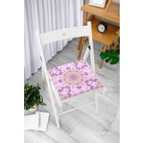 RealHomes Pembe Zeminde Damask Desenli Özel Tasarım Dijital Baskılı Modern Fermuarlı Sandalye Minderi