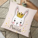 RealHomes Pembe Zeminli Lıttle Prıncess Desenli Dijital Baskılı 70x70 cm Yer Minderi