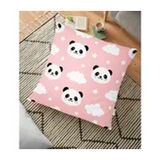 RealHomes Pembe Zeminli Panda Resimli Dijital Baskılı 70x70 cm Yer Minderi