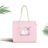 RealHomes Pembe Zeminli Unicorn At Desenli Dekoratif Bebek Çantası