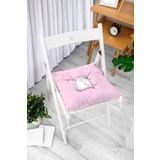 RealHomes Pembe Zeminli Unicorn At Desenli Dekoratif Çocuk Odası Pofidik Sandalye Minderi