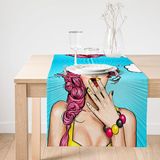 Realhomes Pop Art Desen Dijital Baskılı Dekoratif Süet Runner