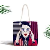 RealHomes Pop Art Mujer Elegante Tasarımlı Dijital Baskılı Fermuarlı Kumaş Çanta