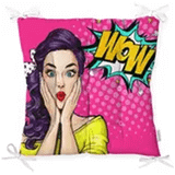 RealHomes Pop Art Resimli Dijital Baskılı Pofidik Kare Sandalye Minderi