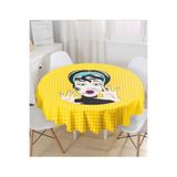 RealHomes Pop Art Resimli Dijital Baskılı Yuvarlak Masa Örtüsü - Çap 140cm, MasaYuv-161-140x140cm
