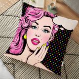 RealHomes Pop Art Retro Dijital Baskılı Dekoratif 70x70 cm Yer Minderi