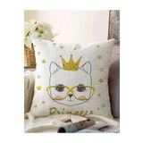RealHomes Princess Kedi Motifli Modern Dijital Baskılı Çift Taraflı Raşel Örme Yastık Kılıfı, Sonil-K-2471-55x55cm