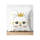 RealHomes Princess Kedi Motifli Modern Dijital Baskılı Çift Taraflı Süet Yastık Kılıfı