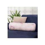 RealHomes Pudra Zeminde Pembe Renkli Çizim Modern Iç Dolgulu - Fermuarlı Süet Silindir Rulo Yastık Kırlent