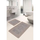 RealHomes Real Homes 2'li Bej Zeminde Hereke Motifli Dokuma Desenli Avangarde Vintage 2'li Banyo & Mutfak Paspas Takımı
