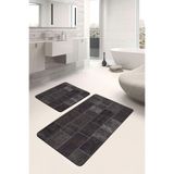RealHomes Real Homes 2'li Set Kahverengi Zeminde Patchwork Motifli Geleneksel Vintage Klasik 2'li Banyo Paspas Takımı