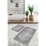 RealHomes Real Homes 2'li Set Renkli Zeminde Kilim Motifli Hereke Avangarde Eskitme Motifli 2'li Banyo Paspas Takımı