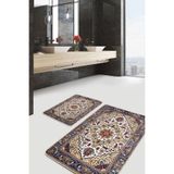 RealHomes Real Homes Antika Zeminde Hereke Motifli Dokuma Halı Avangarde Etnik Motifler 2'li Banyo & Mutfak Paspas Takımı