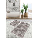 RealHomes Real Homes Kahverengi Zemin Eskitme Motifli Geometrik Eskitme Motifli Geometrik 2'li Banyo Mutfak Paspas Takımı