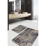 RealHomes Real Homes Kahverengi Zeminde Eskitme Motifli Retro Eskitme Motifli Vintage 2'li Banyo & Mutfak Paspas Takımı