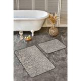 RealHomes Real Homes Kahverengi Zeminde Kilim Motifli Dokuma Halı Sade & Şık Geometrik 2'li Banyo & Mutfak Paspas Takımı