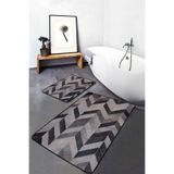 RealHomes Real Homes Krem - Kahverengi Zeminde Patchwork Motifli Kürk Sade & Şık Klasik 2'li Banyo & Mutfak Paspas Takımı