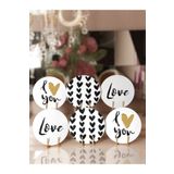 RealHomes Renkli 34x34 cm 6-1'li I Love You Temalı Özel Tasarım Supla Runner Seti
