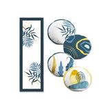 RealHomes Renkli Egzotik Yaprak Tasarımlı 4 Yuvarlak Kırlent Kılıfı Ve 1 Runner Seti