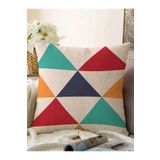 RealHomes Renkli Geometrik Üçgen Motifli Dijital Baskılı Raşel Örme Yastık Kırlent Kılıfı, Sonil-KRyl301-43x43cm