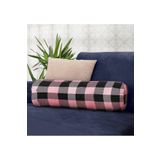RealHomes Renkli Pastel Zeminde Siyah Ekose Desenli Modern Iç Dolgulu Yumuşak Silindir Form Yastık Kırlent