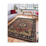 RealHomes Renkli Zemin Kilim Motifli Hereke Desenli Avangarde Etnik Motifler Salon & Antre Kaymaz Saçaklı Halı HaliDik-Deluxe-11034, 100 x 100