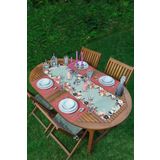 RealHomes Renkli Zeminli Renkli Çiçek Desenli Modern 1 Adet Runner & 4 Adet Karanfil Renkli Amerikan Servis