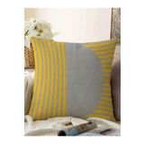RealHomes Sarı Çizgili Dijital Baskılı Modern Raşel Örme Yastık Kırlent Kılıfı, Sonil-KRyl384-43x43cm