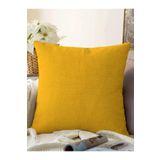 RealHomes Sarı Düz Renkli Dijital Baskılı Raşel Örme Yastık Kırlent Kılıfı, Sonil-KRyl93-55x55cm