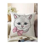 RealHomes Sevimli Kedi Desenli Dijital Baskılı Modern Çift Taraflı Raşel Örme Yastık Kırlent Kılıfı, Sonil-K-5657-55x55cm