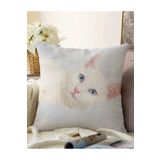 RealHomes Sevimli Kedi Desenli Dijital Baskılı Modern Çift Taraflı Raşel Örme Yastık Kırlent Kılıfı, Sonil-K5642-43x43cm