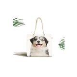 RealHomes Sevimli Köpek Desenli Dijital Baskılı Modern Fermuarlı Plaj Çantası, Canta-5653