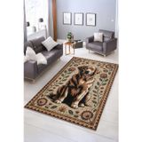 Realhomes Şirin Köpek Desenli Yıkanabilir Kaymaz Taban Salon Halısı