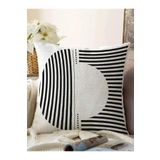 RealHomes Siyah Beyaz Çizgili Tasarım Dekoratif Raşel Örme Yastık Kırlent Kılıfı, Sonil-KRyl280-43x43cm