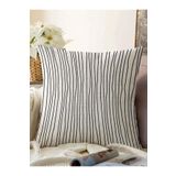 RealHomes Siyah Beyaz Dalgalı Çizgi Motifli Dekoratif Raşel Örme Yastık Kırlent Kılıfı, Sonil-KRyl248-43x43cm