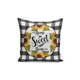 RealHomes Siyah Beyaz Ekose Home Sweet Home Temalı Modern Yastık Kırlent Kılıfı
