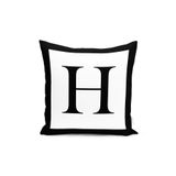 RealHomes Siyah Beyaz H Harfli Özel Tasarım Dijital Baskılı Yastık Kırlent Kılıfı