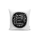 RealHomes Siyah Beyaz Home Sweet Home Yastık Kırlent Kılıfı