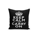 RealHomes Siyah Beyaz Keep Calm And Carry On Baskılı Yastık Kırlent Kılıfı