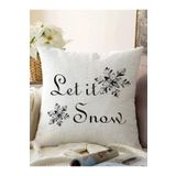 RealHomes Siyah Beyaz Let It Snow Temalı Dijital Baskılı Raşel Örme Yastık Kırlent Kılıfı, Sonil-KRyl239-55x55cm