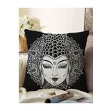 RealHomes Siyah Beyaz Otantik Woman Çift Taraflı Özel Tasarım Dijital Baskılı Raşel Örme Kırlent Kılıfı, Sonil-K-5020-55x55cm