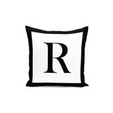 RealHomes Siyah Beyaz R Harfli Özel Tasarım Dijital Baskılı Yastık Kırlent Kılıfı