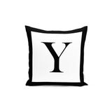 RealHomes Siyah Beyaz Y Harfli Özel Tasarım Dijital Baskılı Yastık Kırlent Kılıfı