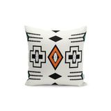 RealHomes Siyah - Beyaz Zeminde Geometrik Motifli Kilim Desenli Dijital Baskılı Yastık Kırlent Kılıfı